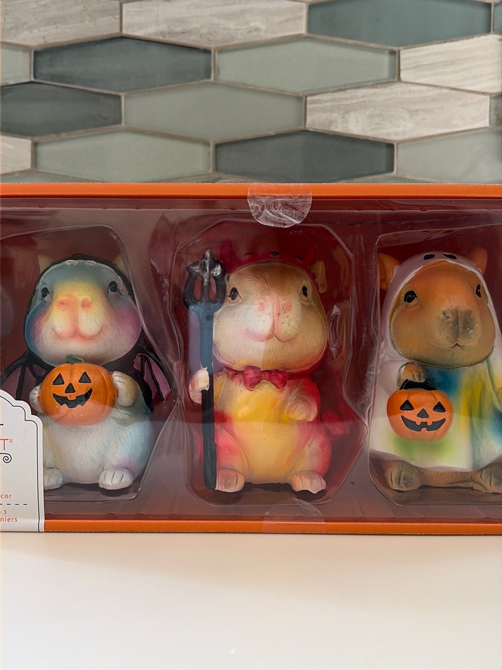 Set of 3 Trick or Treat Hamsters Bat Devil Ghost 🐹 Halloween Tabletop Statue NIB